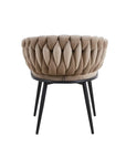 Chaise TRESSEE pied métal NOIR velours ECRU, BEIGE, TAUPE et GRIS