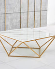 Table Basse ALINA Gold plateau en verre trempé 80x80x45 cm