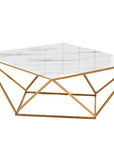 Table Basse ALINA Gold plateau en verre trempé 80x80x45 cm