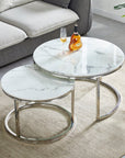 Lot de 2 tables Basses Gigogne ARTO inox et plateau en verre