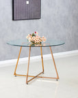 Table de repas HELOISE gold transparent 120cm de diamètre