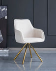 Chaise LOLA PIED GOLD TISSUS ECRU ET GRIS