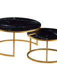 Lot de 2 tables Basses Gigogne ARTO Gold et plateau en verre