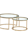 Lot de 2 tables Basses Gigogne ARTO Gold et plateau en verre