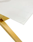Table de repas IXE métal gold marbre blanc 180x90x75cm