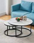 Lot de 2 tables Basses Gigogne ARTO métal noir et plateau en verre