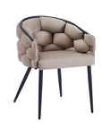Chaise BALLON pied métal noir assise velours TAUPE et BEIGE