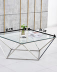 Table Basse ALINA Chrome plateau en verre trempé 80x80x45 cm