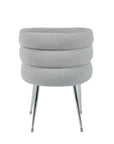 Chaise SACHA pied chrome tissus effet LIN ECRU, MOKA, GRIS, ANTHRACITE