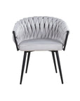 Chaise TRESSEE pied métal NOIR velours ECRU, BEIGE, TAUPE et GRIS