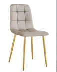 Chaise ELISA pied GOLD velours BEIGE, TAUPE, GRIS, ANTHRACITE et NOIR
