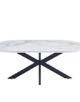 Table basse MANON PIED NOIR PLATEAU MARBRE BLANC 120x60cm