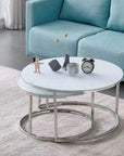 Lot de 2 tables Basses Gigogne ARTO inox et plateau en verre