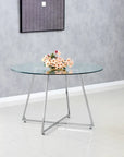 Table de repas HELOISE pied CHROME transparent 120cm de diamètre