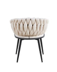 Chaise TRESSEE pied métal NOIR velours ECRU, BEIGE, TAUPE et GRIS