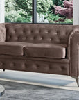 Canapé clouté TIFFANY 2 places velours MOKA 184x88cm