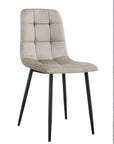 Chaise ELISA pied métal NOIR velours BEIGE, TAUPE, GRIS, ANTHRACITE et NOIR