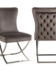 Chaise GABRIELLE pied CHROME velours BEIGE, TAUPE, ANTHRACITE, NOIR
