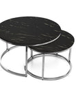 Lot de 2 tables Basses Gigogne ARTO inox et plateau en verre