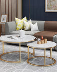 Lot de 2 tables Basses Gigogne ARTO Gold et plateau en verre