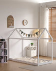 Lit enfant ROBINSON CABANE GRIS ET BLANC 90x190cm