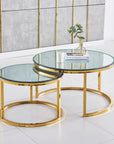 Lot de 2 tables Basses Gigogne ARTO Gold et plateau en verre