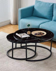 Lot de 2 tables Basses Gigogne ARTO métal noir et plateau en verre