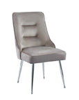 Chaise ZIP PIED CHROME velours MOKA, BEIGE, ANTHRACITE, NOIR et ROSE
