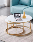 Lot de 2 tables Basses Gigogne ARTO Gold et plateau en verre