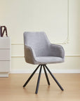 Chaise LOLA PIED METAL NOIR TISSUS ECRU ET GRIS