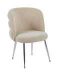 Chaise SACHA pied chrome tissus effet LIN ECRU, MOKA, GRIS, ANTHRACITE
