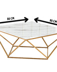Table Basse ALINA Gold plateau en verre trempé 80x80x45 cm