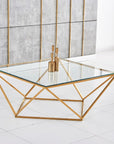 Table Basse ALINA Gold plateau en verre trempé 80x80x45 cm