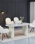 Table de repas VENEZIA PIEDS BEIGE PLATEAU MARBRE GRIS