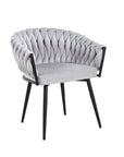 Chaise TRESSEE pied métal NOIR velours ECRU, BEIGE, TAUPE et GRIS