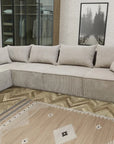 Canapé MODULO 4+ 1 velours côtelé écru angle universelle 405x192cm