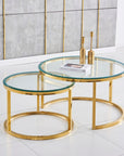 Lot de 2 tables Basses Gigogne ARTO Gold et plateau en verre