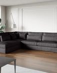 Canapé BRISTOLA angle gauche côtelé ardoise 315x230xm