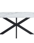 Table de repas MANON PIED NOIR PLATEAU CERAMIQUE MARBRE BLANC 180x90cm
