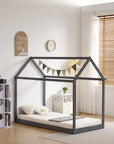 Lit enfant ROBINSON CABANE GRIS ET BLANC 90x190cm