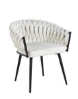 Chaise TRESSEE pied métal NOIR velours ECRU, BEIGE, TAUPE et GRIS
