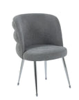 Chaise SACHA pied chrome tissus effet LIN ECRU, MOKA, GRIS, ANTHRACITE