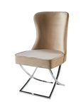 Chaise GABRIELLE pied CHROME velours BEIGE, TAUPE, ANTHRACITE, NOIR