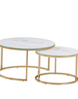 Lot de 2 tables Basses Gigogne ARTO Gold et plateau en verre