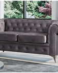 Canapé clouté TIFFANY 2 places velours ANTHRACITE 184x88cm