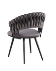 Chaise CAROLINA PIED METAL NOIR VELOURS BEIGE, TAUPE, ANTHRACITE ET LIGHT GRIS