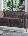 Canapé clouté TIFFANY 2 places velours GRIS 184x88cm