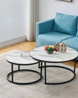 Lot de 2 tables Basses Gigogne ARTO métal noir et plateau en verre
