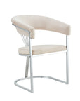 Chaise BRITTANY CHROME velours gris SILVER, BEIGE