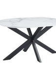 Table de repas MANON PIED NOIR PLATEAU CERAMIQUE MARBRE BLANC 150x90cm